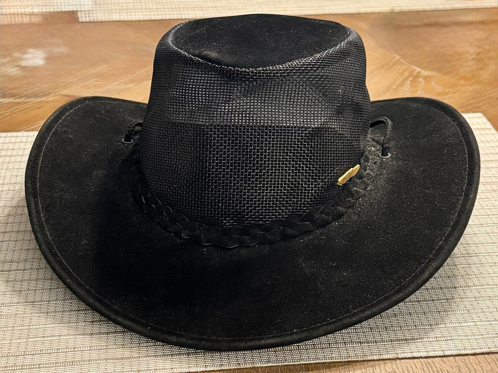 Black Golf Cowboy Hat Mesh Crown Braided Band Size L